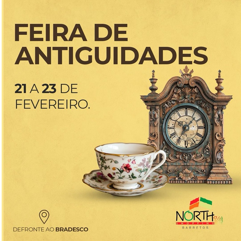 Imagem JPG, North Shopping Barretos recebe Feira de Antiguidades de 21 a 23 de fevereiro