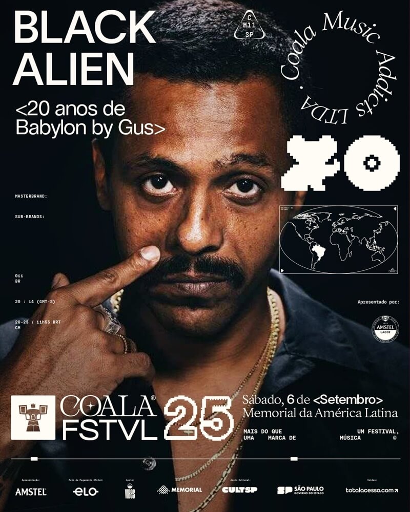 Imagem JPG, Coala Festival anuncia show de Black Alien cantando o emblemático disco Babylon By Gus Vol. 1 - O Ano do Macaco