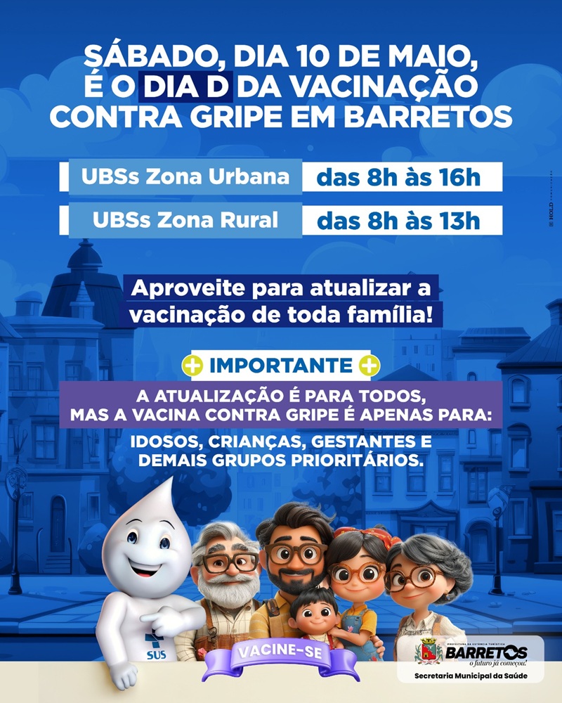 Imagem JPG, Barretos realiza Dia D de Vacinação contra a Gripe neste sábado, 10