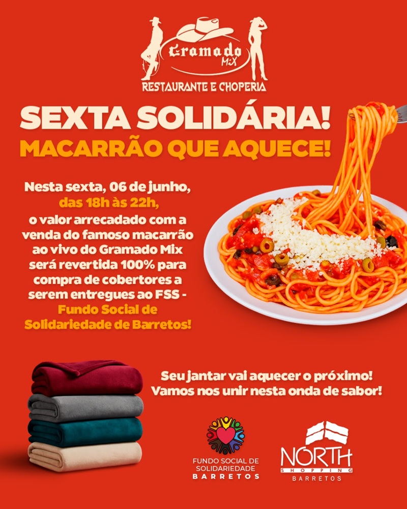 Imagem JPG,  Restaurante do North Shopping realiza ação solidária em prol do Fundo Social de Barretos nesta sexta