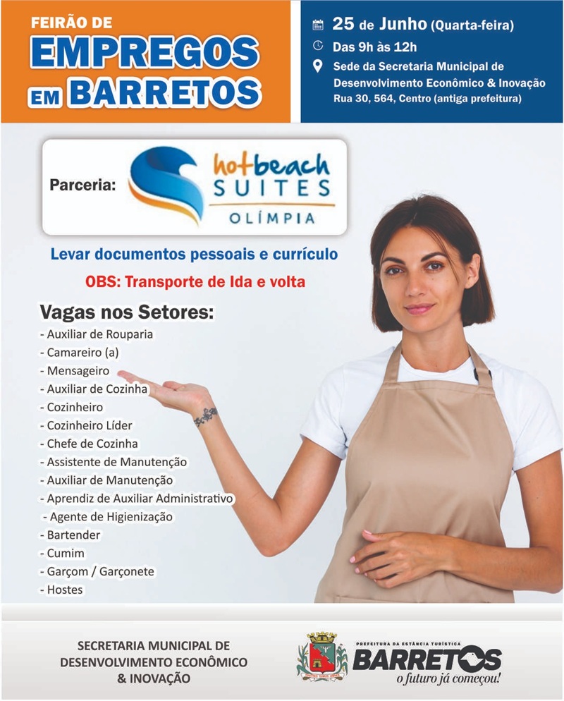 Imagem JPG, Feirão de Empregos do Hot Beach oferece mais de 30 vagas em Olímpia