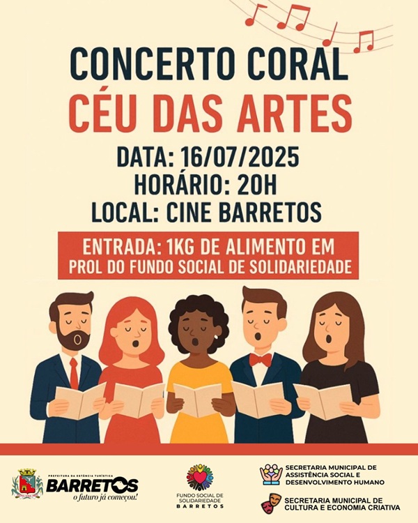 Imagem JPG, Coral do CEU das Artes apresenta concerto no Cine Barretos